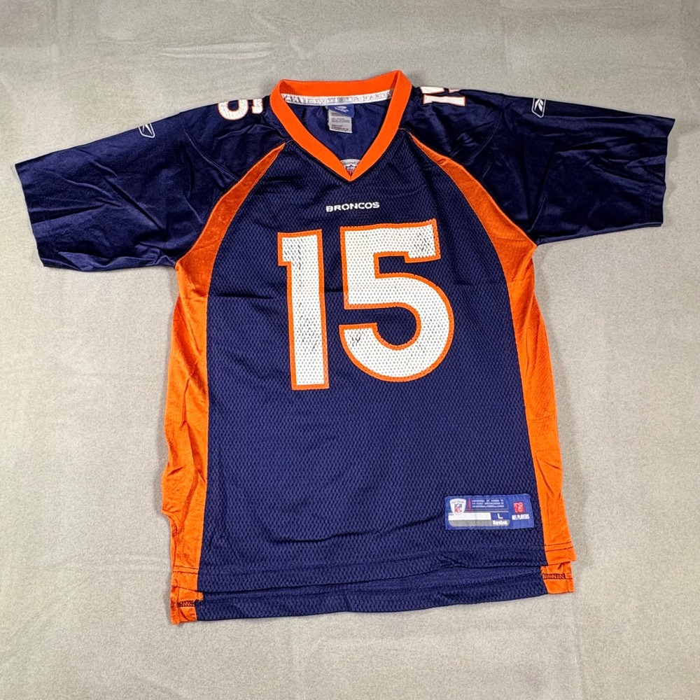 Vintage Reebok Denver Broncos Tim Tebow #15 NFL Jersey Navy Blue Youth L 14-16
